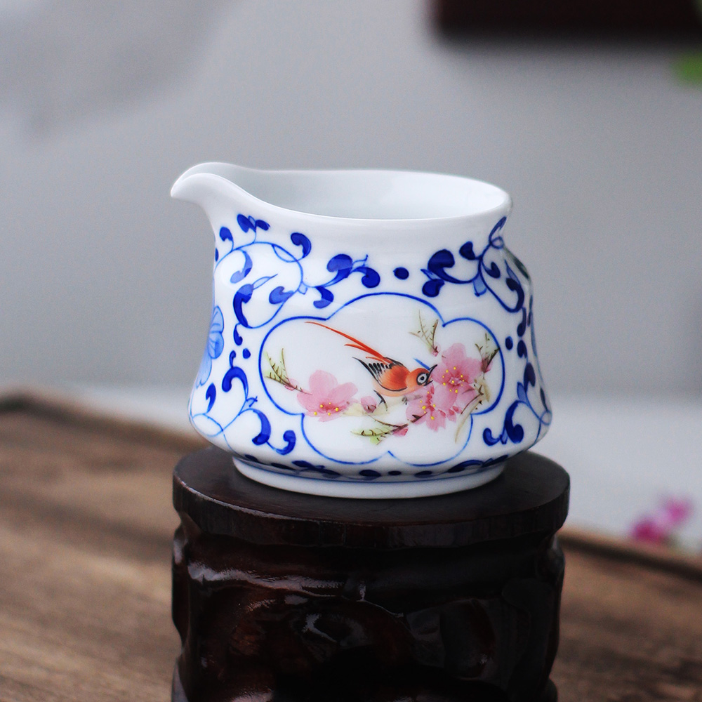 8头青花斗彩功夫茶具 水点桃花