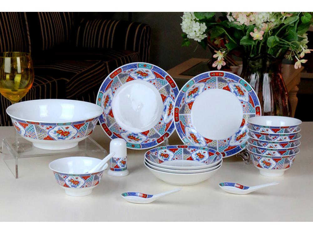 52头红绿彩中餐具