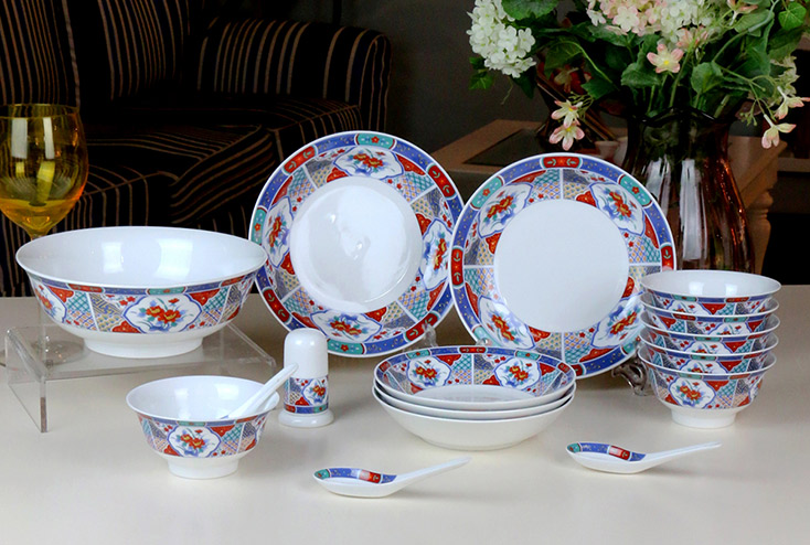 52头红绿彩中餐具