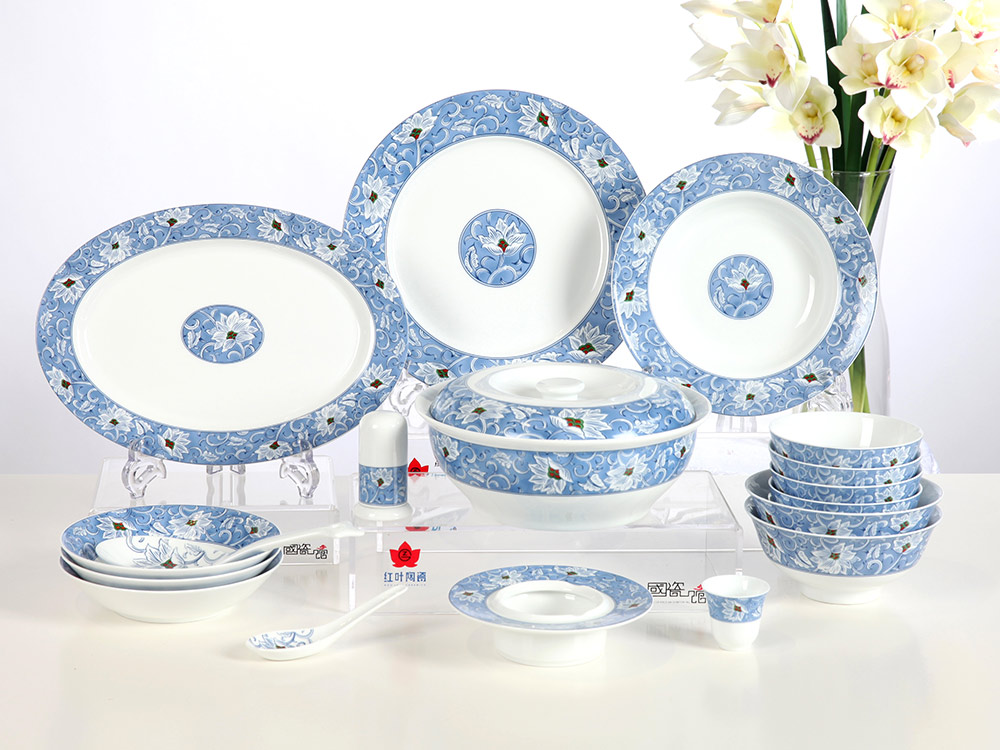 58头中餐具--蓝锦百合
