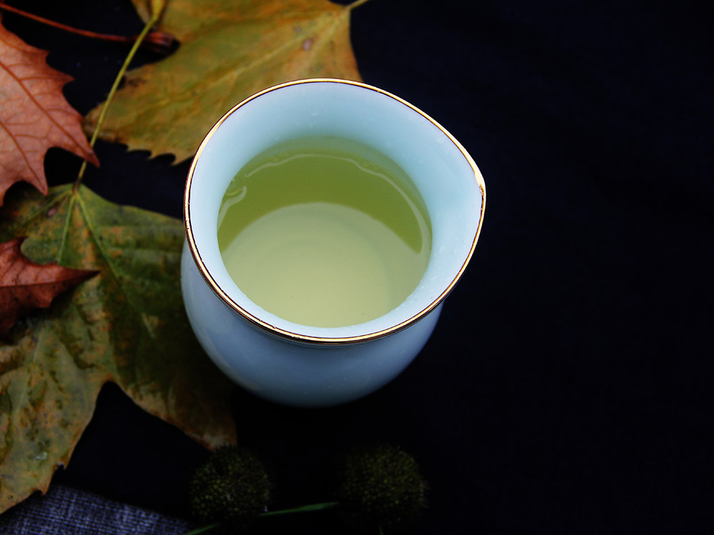 9头全手工青釉金镶玉功夫茶具