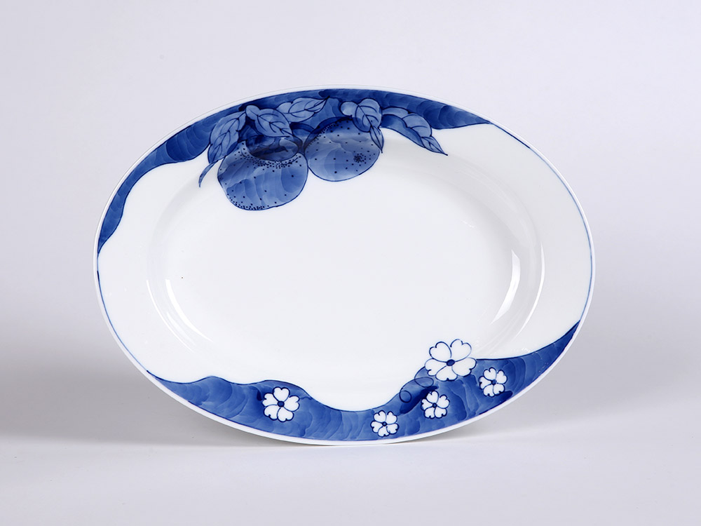111头事事如意釉下手绘青花中餐具