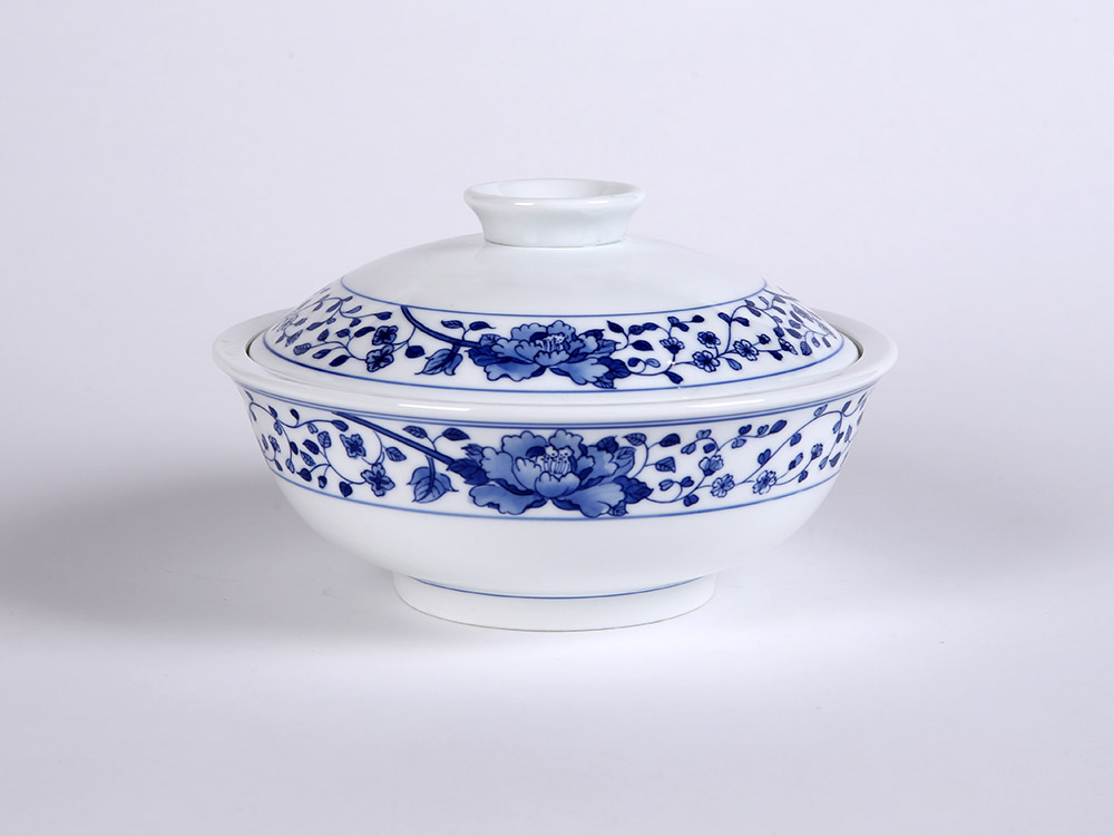 111头釉下手绘青花中餐具--花满园