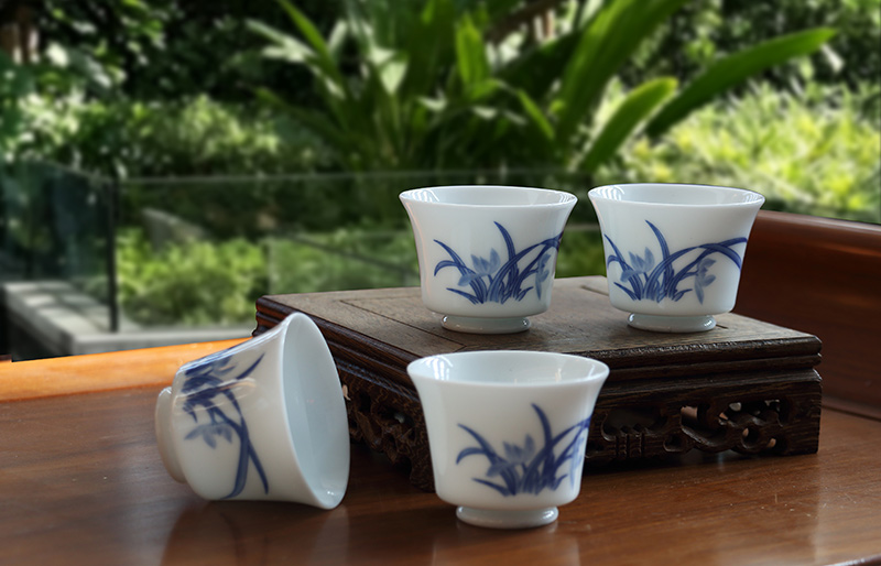6头釉中兰香四溢玉泥盖碗茶具